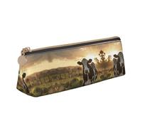 KAPPTYY Estuche escolar de vaca lechera de apertura amplia, ligera y espaciosa, bolsa de lápices con cremallera, White, Talla única, Organizador de bolsas