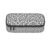 KAPPTYY Estuche original de alta capacidad con estampado de leopardo blanco y negro, organizador de bolígrafos grande, suministros estéticos portátiles para adultos, Black, Talla única, Organizador de