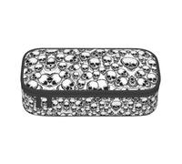 KAPPTYY Estuche original de alta capacidad con patrón de calaveras en blanco y negro, organizador de bolígrafos grande, suministros estéticos portátiles para adultos, Black, Talla única, Organizador