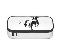 KAPPTYY Estuche original de vaca en blanco y negro de alta capacidad, organizador de bolígrafos grande, suministros estéticos portátiles para adultos, Black, Talla única, Organizador de bolsas