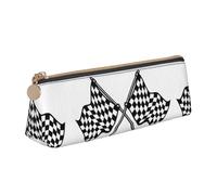 KAPPTYY Estuche para lápices con diseño de bandera de carreras, para escuela, apertura amplia, ligera, espaciosa, con cremallera, bolsa de papelería, White, Talla única, Organizador de bolsas