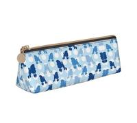 KAPPTYY Estuche para lápices con diseño de caniche azul con lunares para la escuela, apertura amplia, ligera y espaciosa, bolsa de papelería con cremallera, White, Talla única, Organizador de bolsas
