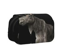 KAPPTYY Estuche para lápices con estampado de ciervos, práctica caja de almacenamiento para bolígrafos o marcadores de acuarela, Black, Talla única, Organizador de bolsas