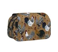 KAPPTYY Estuche para lápices con estampado de gallo y pollo, práctica caja de almacenamiento para bolígrafos o marcadores de acuarela, Black, Talla única, Organizador de bolsas