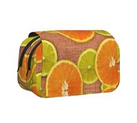 KAPPTYY Estuche para lápices con estampado de limones y naranjas, práctica caja de almacenamiento para bolígrafos o marcadores de acuarela, Black, Talla única, Organizador de bolsas