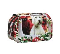 KAPPTYY Estuche para lápices con estampado de perro de Navidad, práctica caja de almacenamiento para bolígrafos o marcadores de acuarela, Black, Talla única, Organizador de bolsas