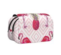 KAPPTYY Estuche para lápices con estampado de piña y flamenco rosa, práctica caja de almacenamiento para bolígrafos o marcadores de acuarela, Black, Talla única, Organizador de bolsas