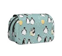 KAPPTYY Estuche para lápices con estampado de pingüino, diseño de copo de nieve, práctica caja de almacenamiento para bolígrafos o marcadores de acuarela, Black, Talla única, Organizador de bolsas