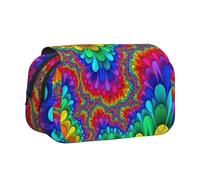 KAPPTYY Estuche para lápices con estampado de teñido anudado arcoíris para lápices, práctica caja de almacenamiento para bolígrafos o marcadores de acuarela, Black, Talla única, Organizador de bolsas