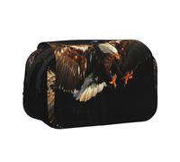 KAPPTYY Estuche para lápices con impresión 3D de águila calva, práctica caja de almacenamiento para bolígrafos o marcadores de acuarela, Black, Talla única, Organizador de bolsas