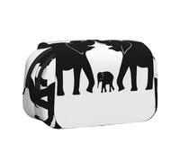 KAPPTYY Estuche para lápices con impresión de elefante viejo y elefante joven, práctica caja de almacenamiento para bolígrafos o marcadores de acuarela, Black, Talla única, Organizador de bolsas