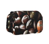 KAPPTYY Estuche para lápices con impresión de pila de balones de fútbol, práctica caja de almacenamiento para bolígrafos o marcadores de acuarela, Black, Talla única, Organizador de bolsas