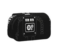 KAPPTYY Estuche para lápices con impresión de robot negro, práctica caja de almacenamiento para bolígrafos o marcadores de acuarela, Black, Talla única, Organizador de bolsas
