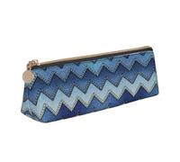 KAPPTYY Estuche para lápices de mezclilla azul degradado, apertura amplia, ligera, espaciosa, con cremallera, bolsa de papelería, White, Talla única, Organizador de bolsas