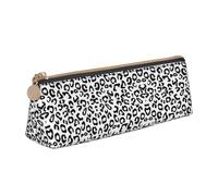 KAPPTYY Estuche para lápices escolar con estampado de leopardo blanco y negro, de apertura amplia, ligera y espaciosa, con cremallera, bolsa de papelería, White, Talla única, Organizador de bolsas
