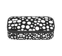 KAPPTYY Estuche para lápices original de alta capacidad con diseño de lunares en blanco y negro, organizador de bolígrafos grande, suministros estéticos portátiles para adultos, Black, Talla única