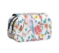 KAPPTYY Estuche romántico con estampado floral de pájaros y mariposas para lápices, práctica caja de almacenamiento para bolígrafos o marcadores de acuarela, Black, Talla única, Organizador de bolsas
