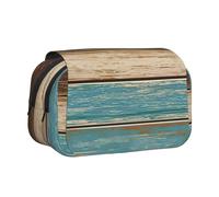 KAPPTYY Estuche rústico con impresión de tablones de madera para lápices, práctica caja de almacenamiento para bolígrafos o marcadores de acuarela, Black, Talla única, Organizador de bolsas