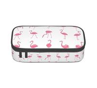 KAPPTYY Flamingos On White - Estuche original de alta capacidad, organizador de bolígrafos grande, suministros estéticos portátiles para adultos, Black, Talla única, Organizador de bolsas