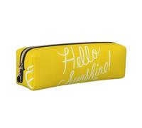 KAPPTYY Goodlooking Hello Sunshine - Estuche escolar de cuero con cremallera, bonito estuche para bolígrafos para niños y niñas, suministros de regreso a la escuela, Gold, Talla única, Neceser de