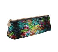 KAPPTYY Graffiti - Estuche para lápices con diseño de ladrillos coloridos, con apertura amplia, ligera, espaciosa, con cremallera, bolsa de papelería, White, Talla única, Organizador de bolsas