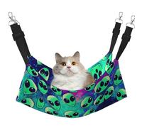 KAPPTYY Green Alien - Hamaca colgante para mascotas con correas ajustables y ganchos de metal, cama de doble cara