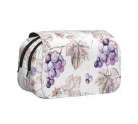 KAPPTYY Hermoso estuche con estampado de hojas de uva para lápices, práctica caja de almacenamiento para bolígrafos o marcadores de acuarela, Black, Talla única, Organizador de bolsas