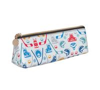 KAPPTYY Hockey Elements - Estuche para lápices escolar con diseño creativo, apertura amplia, ligera y espaciosa, bolsa de papelería con cremallera, White, Talla única, Organizador de bolsas