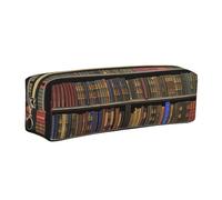 KAPPTYY Library Bookshelf - Estuche escolar de cuero con cremallera, bonito estuche para bolígrafos para niños y niñas, suministros de regreso a la escuela, Gold, Talla única, Neceser de maquillaje