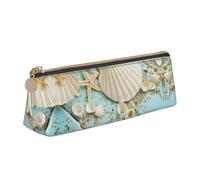 KAPPTYY Ocean Sea Beach Seashells Starfish Blue School - Estuche para lápices de apertura amplia, ligero y espacioso, con cremallera, bolsa de papelería, White, Talla única, Organizador de bolsas