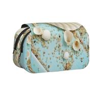 KAPPTYY Ocean Sea Beach Seashells Starfish - Estuche para lápices, práctica caja de almacenamiento para bolígrafos o marcadores de acuarela, Black, Talla única, Organizador de bolsas