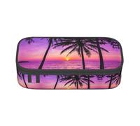 KAPPTYY Palm Trees at Sunset Estuche original de alta capacidad, organizador de bolígrafos grande, suministros estéticos portátiles para adultos, Black, Talla única, Organizador de bolsas
