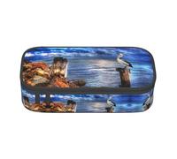 KAPPTYY Pelican Birds Blue Sea Sky Estuche original de alta capacidad, organizador de bolígrafos grande, suministros estéticos portátiles para adultos, Black, Talla única, Organizador de bolsas