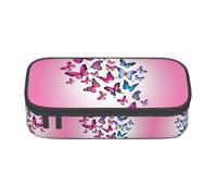 KAPPTYY Pink Butterflies - Estuche original de alta capacidad, organizador de bolígrafos grande, suministros estéticos portátiles para adultos, Black, Talla única, Organizador de bolsas