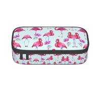KAPPTYY Pink Flamingos - Estuche original de alta capacidad, organizador de bolígrafos grande, suministros estéticos portátiles para adultos, Black, Talla única, Organizador de bolsas