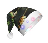 KAPPTYY Sombrero de Papá Noel con diseño de rana de árbol de la paz, sombreros de Navidad para adultos, unisex, de felpa, divertido sombrero de Navidad