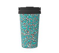 KAPPTYY Taza de café reutilizable con tapa con estampado de telón de fondo de dulce caramelo, taza de café de acero inoxidable para bebidas frías y calientes, regalo ideal