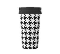 KAPPTYY Taza de café reutilizable con tapa de pata de gallo con impresión negra, taza de café de acero inoxidable para bebidas frías y calientes, regalo ideal