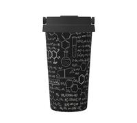 KAPPTYY Taza de café reutilizable con tapa, diseño abstracto de ciencia química, impresión 3D, taza de café de acero inoxidable para bebidas frías y calientes, regalo ideal