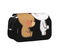 KAPPTYY White Bear - Estuche para lápices con estampado de oso marrón, práctica caja de almacenamiento para bolígrafos o marcadores de acuarela, Black, Talla única, Organizador de bolsas