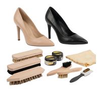 Kaps Napoli set de cuidado del calzado - cepillos de alta calidad, kit para limpiar y pulir zapatos y botas de cuero liso, 9 piezas incluyendo crema para zapatos