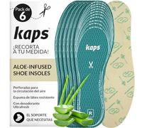 Kaps Plantillas Aloe Vera Ultra-Fresh Hombre y Mujer, Plantillas Zapatos Unisex Tacto Suave Transpirables y Antideslizantes - Para Cortar a Medida con Tecnología Antiolor - 6 Pares