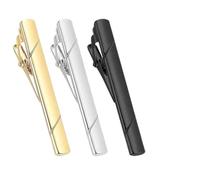 KAPSING 3 Piezas Alfileres de Corbata para Hombre, Alfileres de Corbata de Cobre, Alfileres de Corbata Finos de Estilo Empresarial, Alfileres de Corbata (Oro/Plata/Negro)