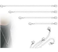 KAPSING 4 Extensiones de Cadena Plateadas, 4 tamaños de Extensiones de Collar, Cierre de Cadena Plateado, Extensiones de joyería para Collares (2/3/4/6 Pulgadas)