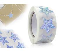 KAPSING 500 Piezas Pegatinas con Purpurina, Pegatinas de Estrellas de Colores Plateadas, Pegatinas de Estrellas Autoadhesivas Plateadas, Pegatinas de Recompensa Pequeñas de 25 mm