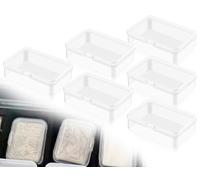 KAPSING 6 cajas pequeñas de plástico, cajas de almacenamiento de plástico transparente, mini cajas vacías de 7,5 x 5 x 2,1 cm con tapa para objetos pequeños, cuentas, joyas