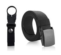 KAPSING Belt Cinturón de Trabajo para Hombres, cinturón de Trabajo de Nailon para Hombres, cinturón Unisex Ajustable sin Agujeros de 130 cm * 38 mm con Clip para Botella de Agua (Negro)