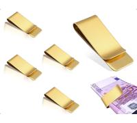 KAPSING Pinza para Billetes de 4 Piezas, Portátil y Elegante, Delgada y Metálica de Acero Inoxidable para Tarjetas de Crédito, Ideal para Billetes, Documentos y Tarjetas de Crédito (Dorada)