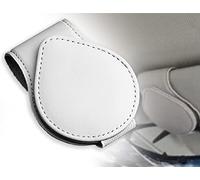KAPSING Porta Gafas para Coche, Porta Gafas de Sol para Coche, Porta Gafas Universal de Cuero para Coche, Porta Gafas para Coche con Clip para Tarjeta(Gris)