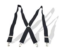 KAPSING tirantes para hombres negro, 3.5cm tirantes hombres extra fuerte, 4 clips de metal fuerte, 3.5cm de ancho X espalda elástica y ajustable tirantes de talla única